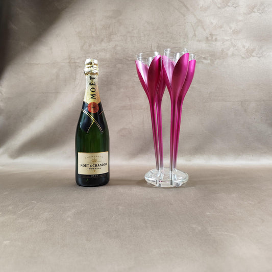 RARE Porte flûte 4 coupes à Champagne Moet et Chandon en forme de fleurs en plastique Made in France Vintage 1980
