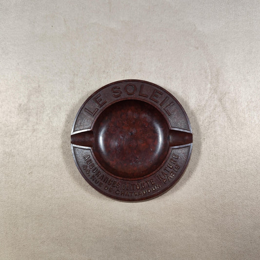 Cendrier Publicitaire Le Soleil Assurances en plastique Made in France Vintage 1970