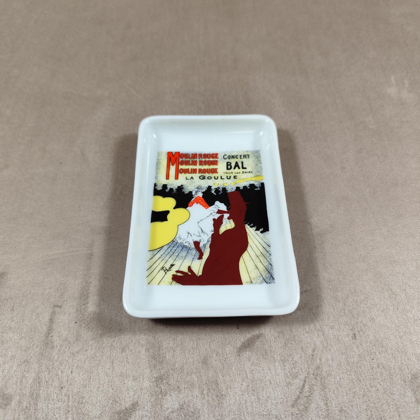 Cendrier Publicitaire Moulin Rouge la Goulue de Toulouse Lautrec par Porcelaines Florence Limoges Made in France Vintage 1970