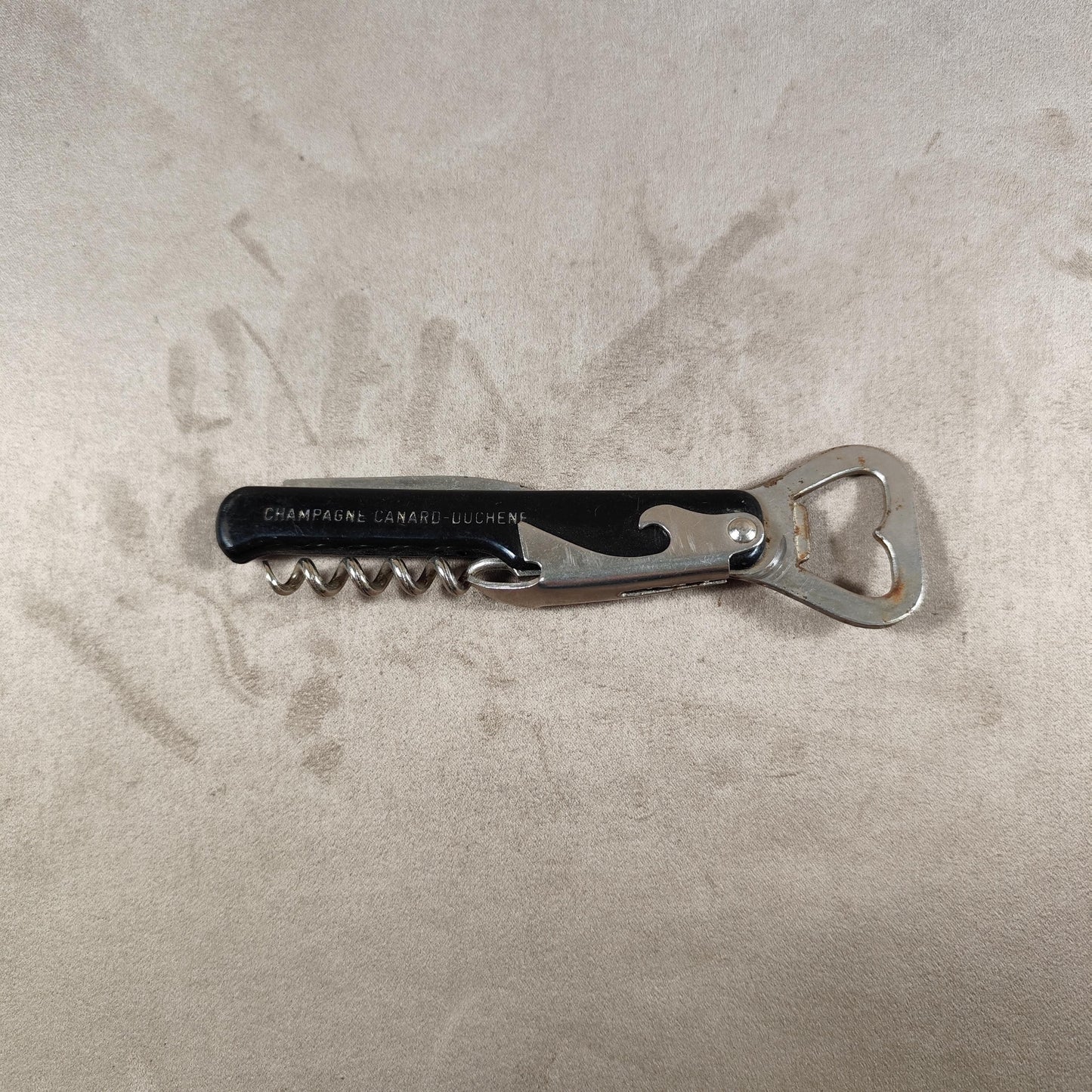Décapsuleur, Tire-bouchon Champagne Canard Duchene en acier et plastique Made in France Vintage 1970