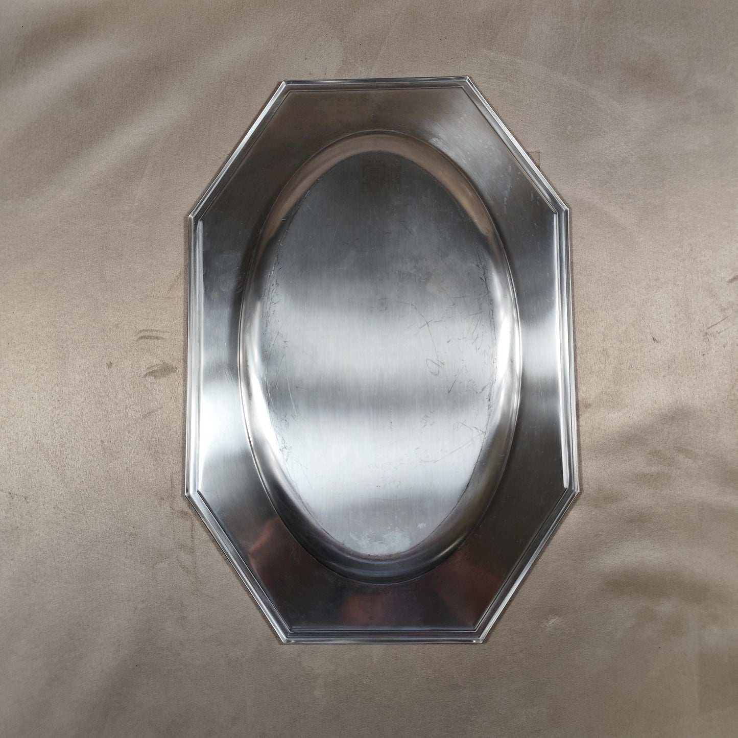 Plateau de service en acier inoxydable Jean Couzon Made in France Vintage 1970