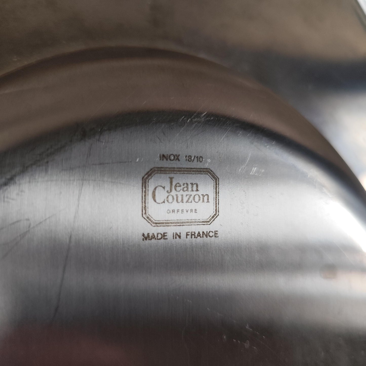 Plateau de service en acier inoxydable Jean Couzon Made in France Vintage 1970