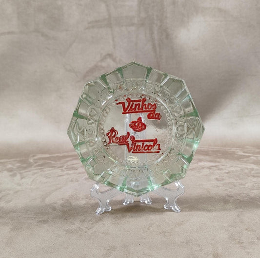 Cendrier Publicitaire Vinhos da Real Vinicola en verre Made in France 1970