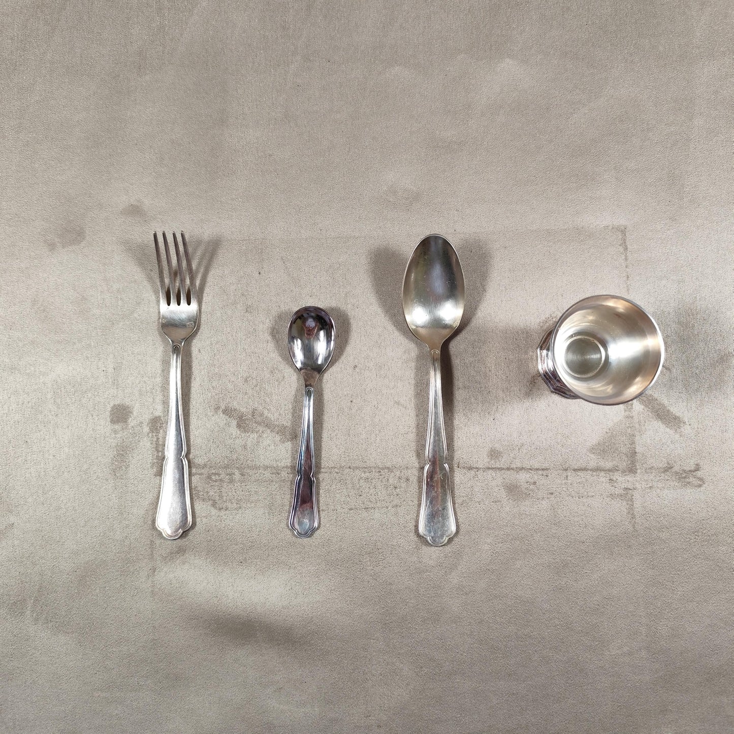 Ecrin Timbale de baptêmes en métal argenté Made in France Vintage 1970