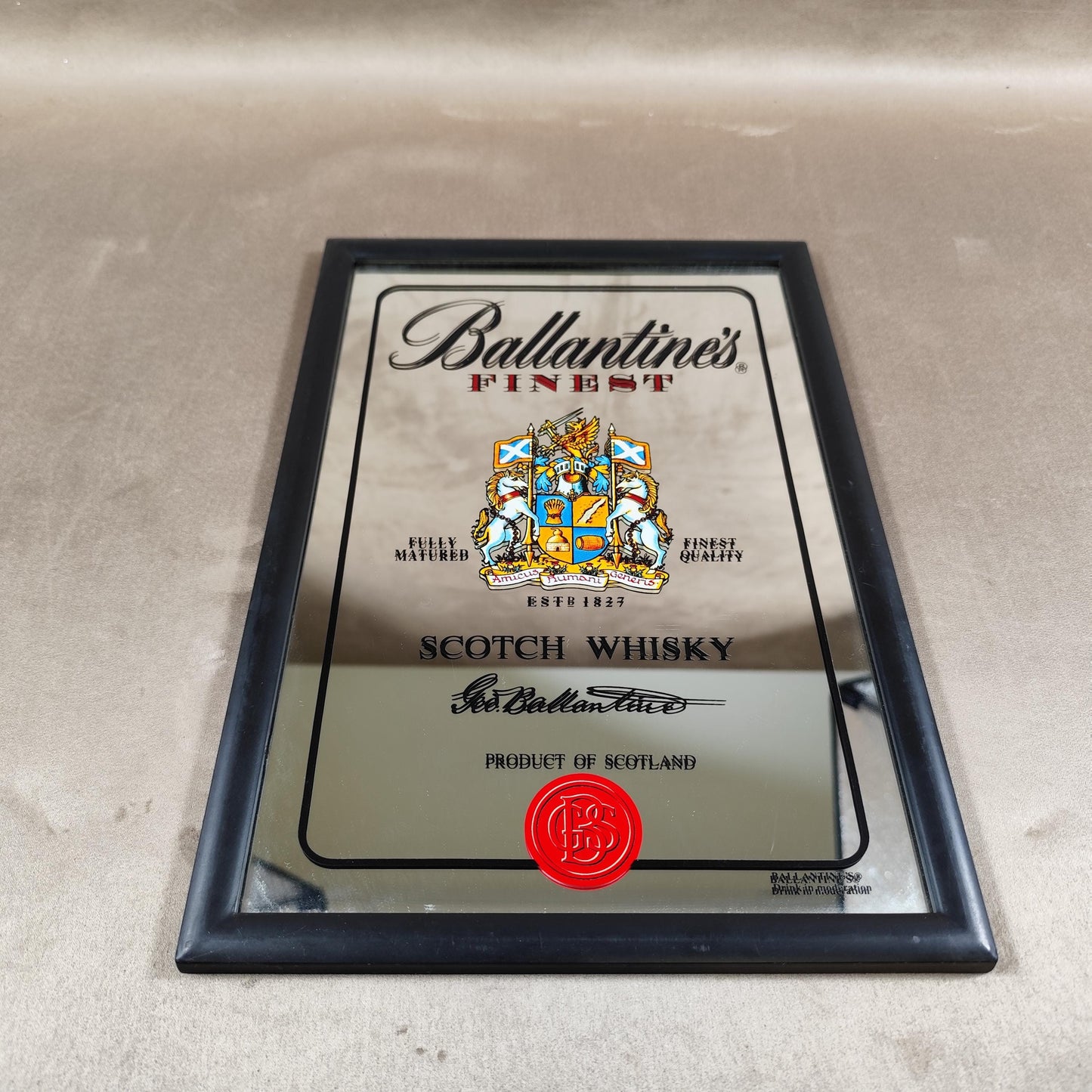 Miroir Publicitaire Whisky Ballantine's Made in France Vintage 1970