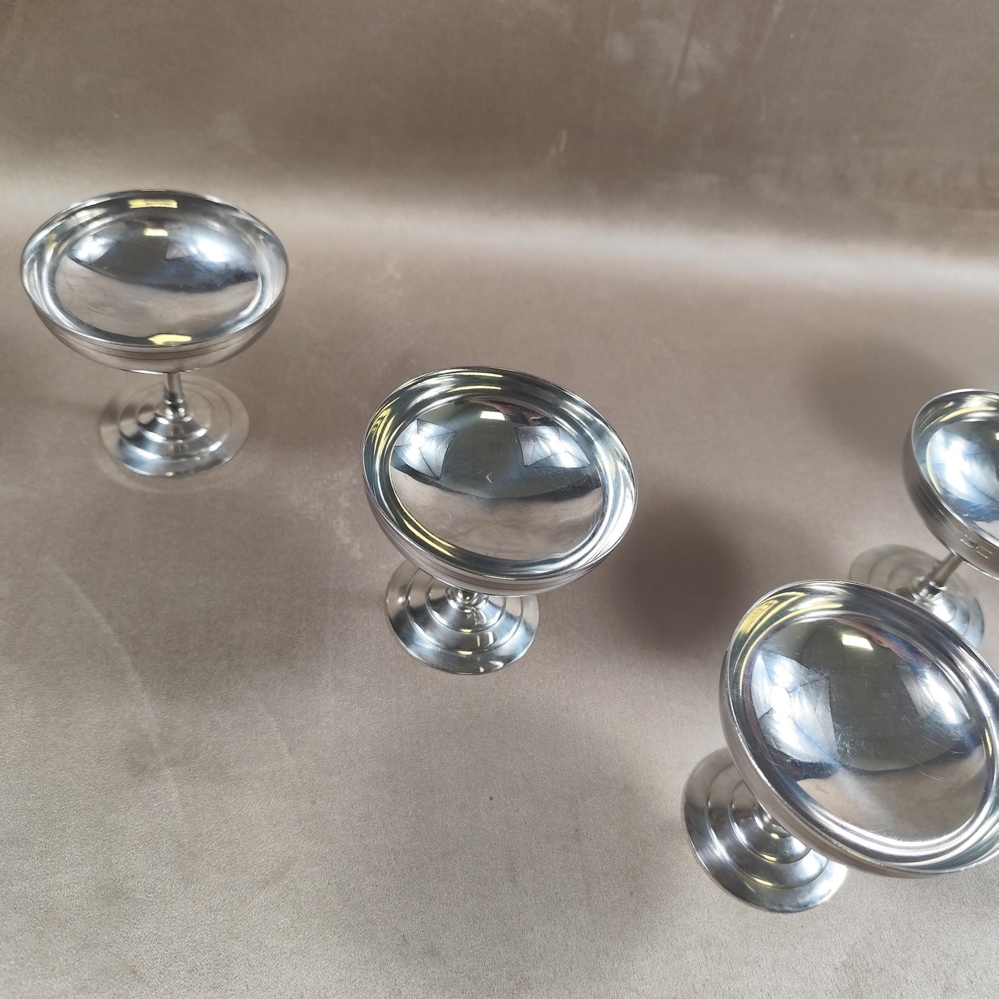 Lot de 5 Coupes à Glace en Inox Made in France Vintage 1980