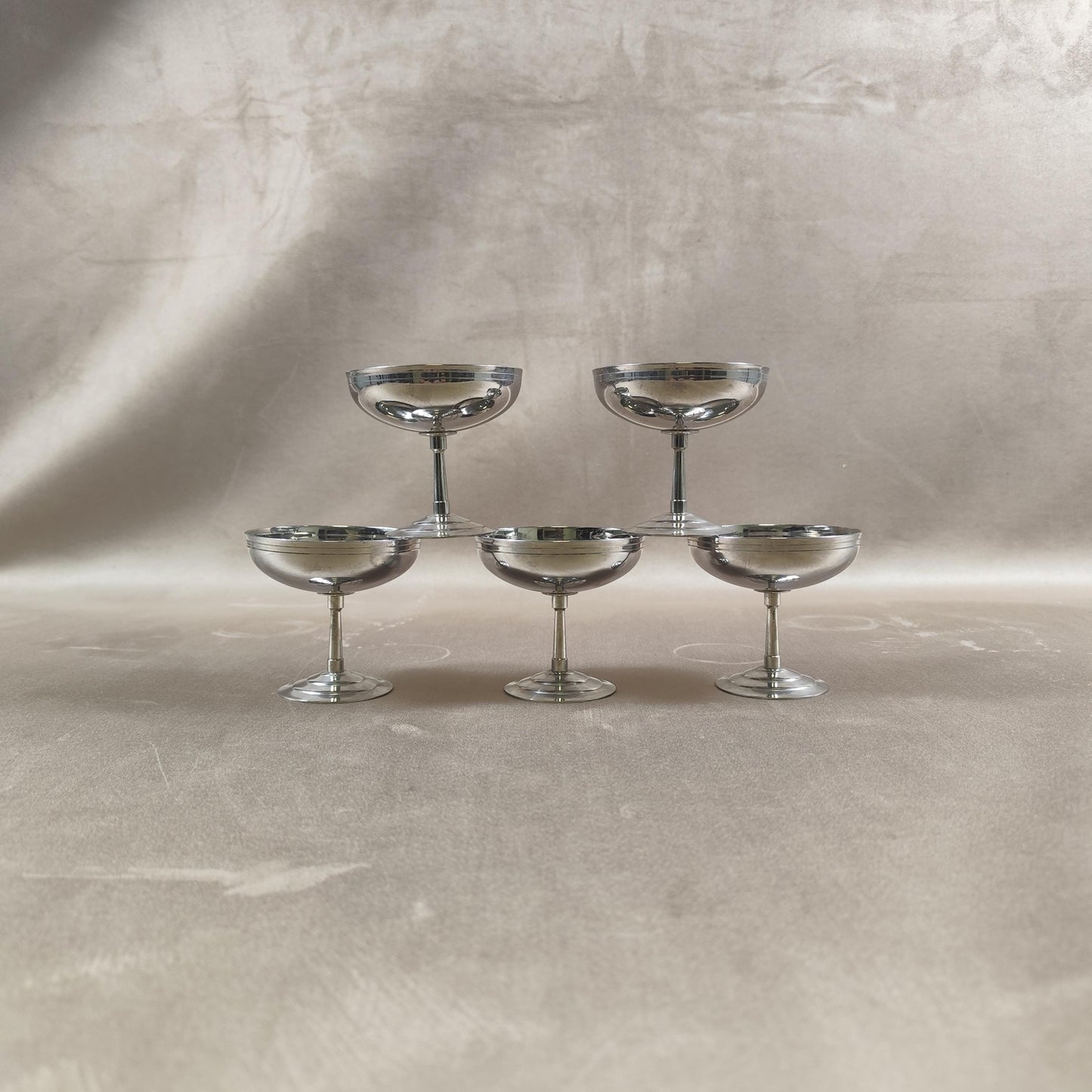 Lot de 5 Coupes à Glace en Inox Made in France Vintage 1980