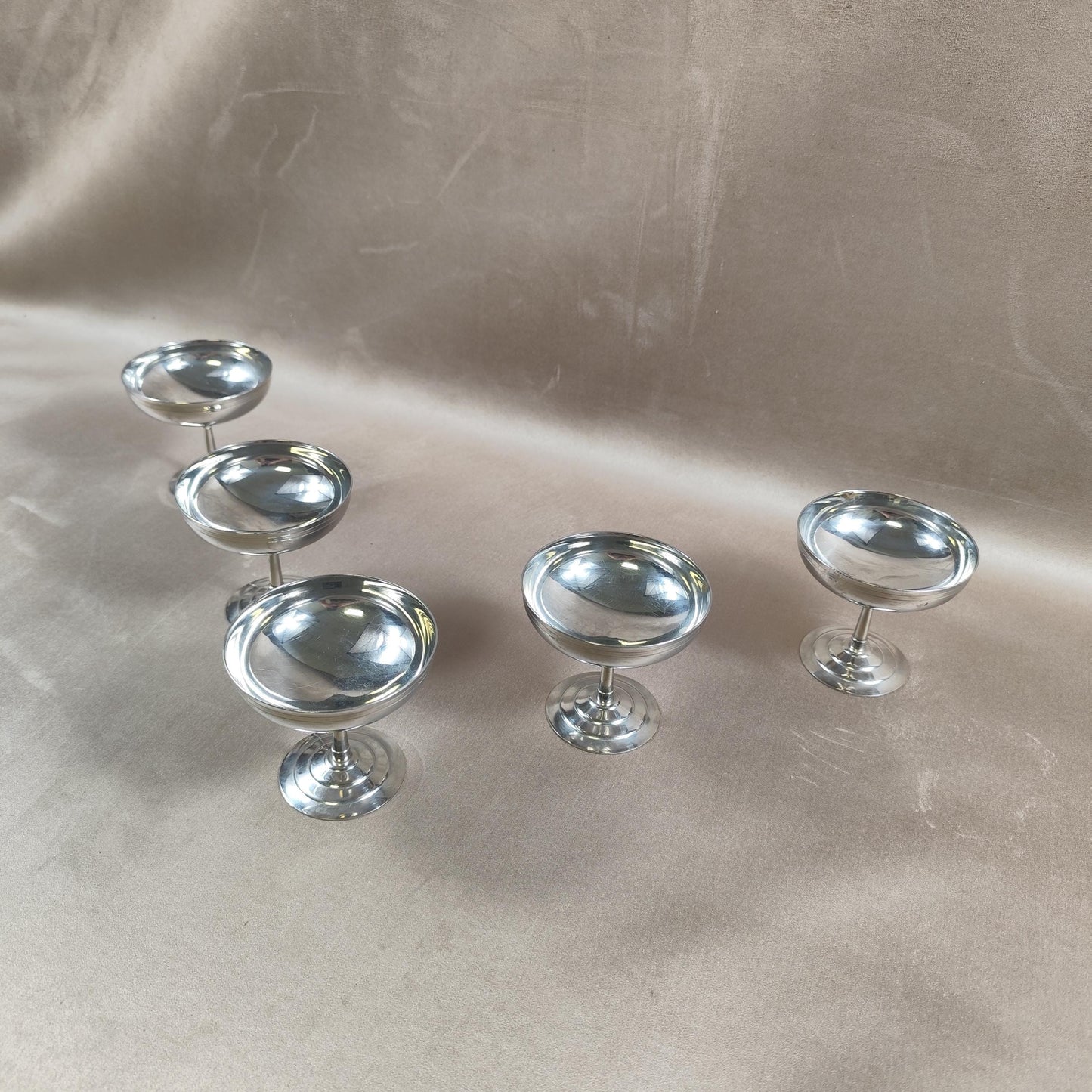 Lot de 5 Coupes à Glace en Inox Made in France Vintage 1980