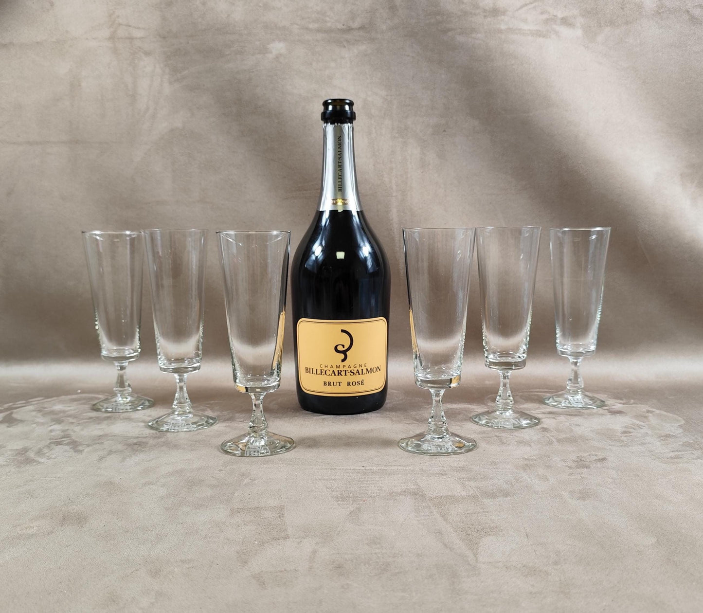 Lot de 6 flutes à Champagne Billecart Salmon Made in France Vintage 1980