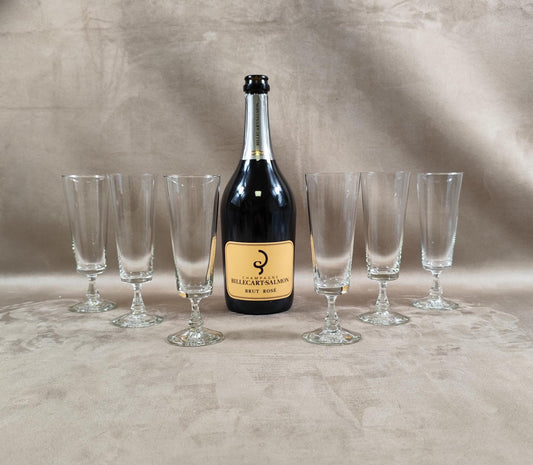 Lot de 6 flutes à Champagne Billecart Salmon Made in France Vintage 1980