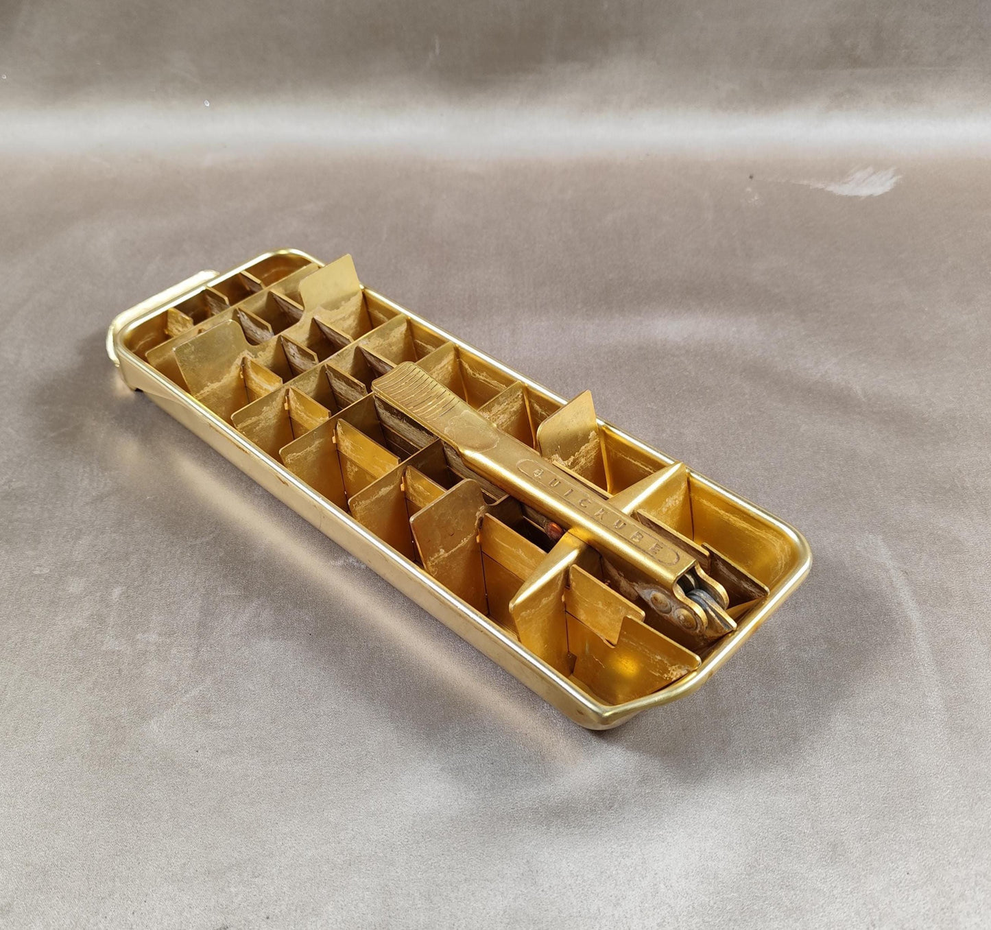 Bac à glaçons QUICKUBE en alu doré Made in France Vintage 1970