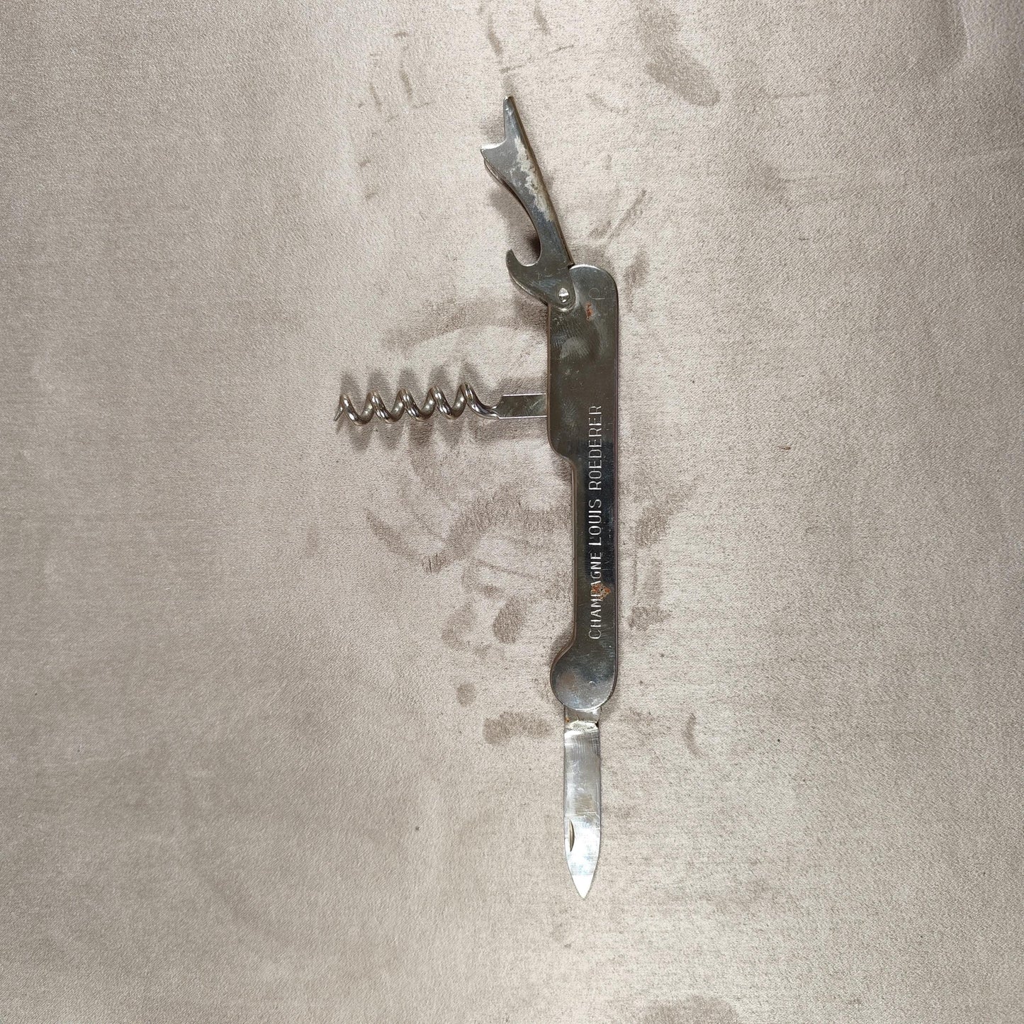 Décapsuleur, Tire-bouchon Champagne Louis Roederer en acier Made in France Vintage 1970