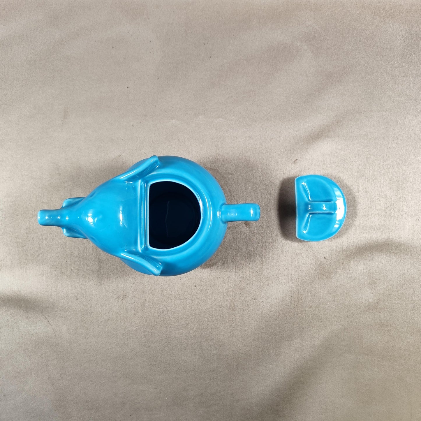 Théière Publicitaire en forme d'éléphant Lipton en céramique bleu Made in France Vintage 1980