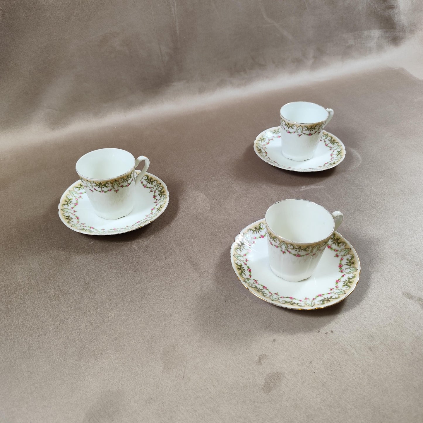 Lot de 3 tasses à café des galeries Rémoises en Porcelaine de Limoges Made in France Vintage 1970