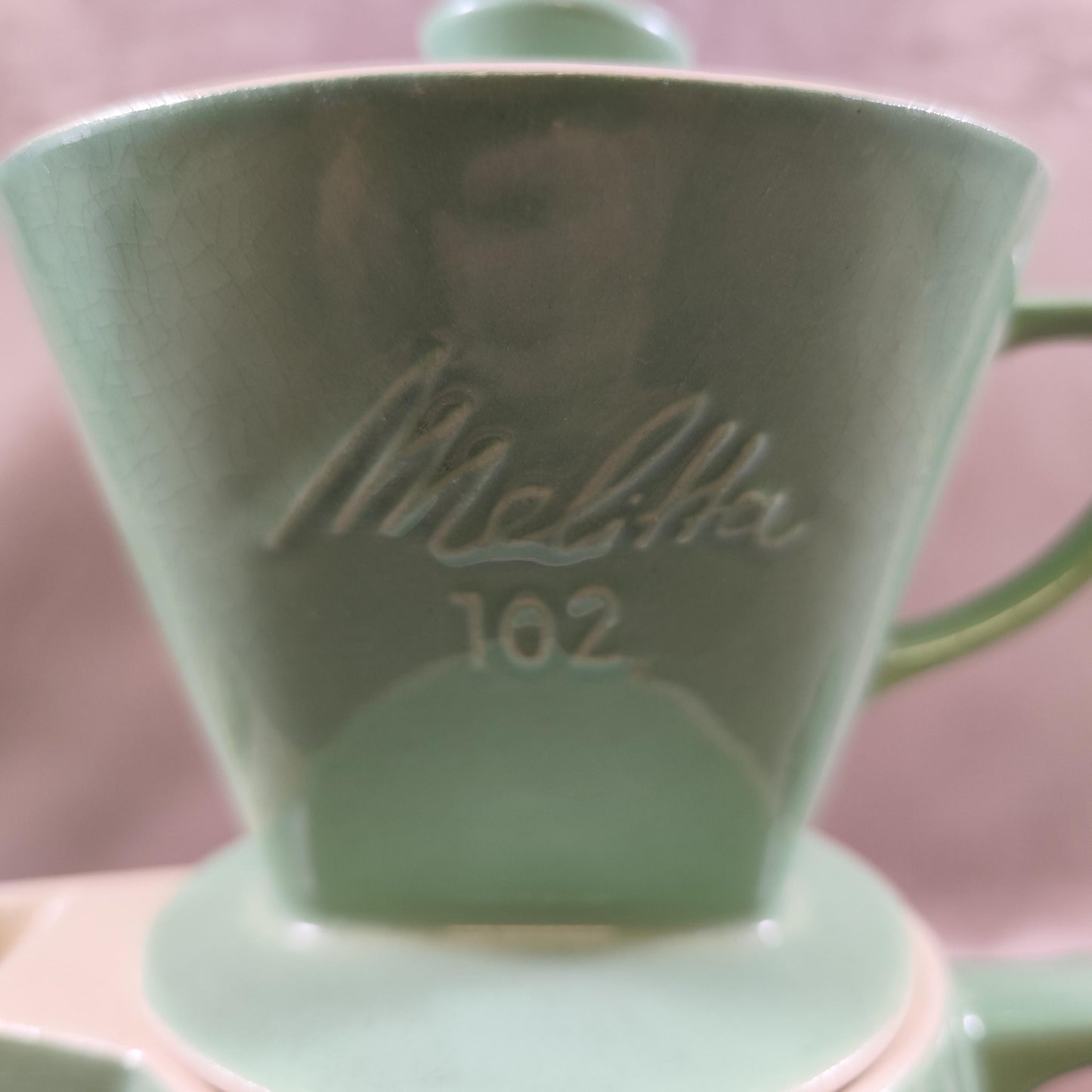 Cafetière Melitta en céramique verte modèle 102 Made in France Vintage 1990