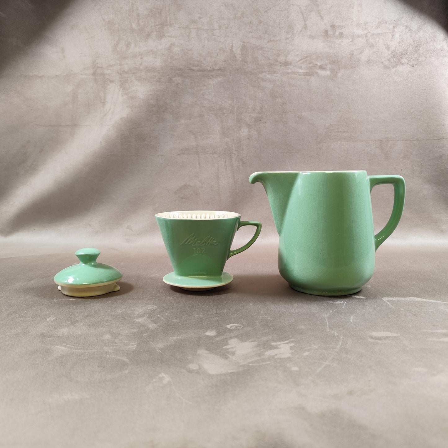 Cafetière Melitta en céramique verte modèle 102 Made in France Vintage 1990