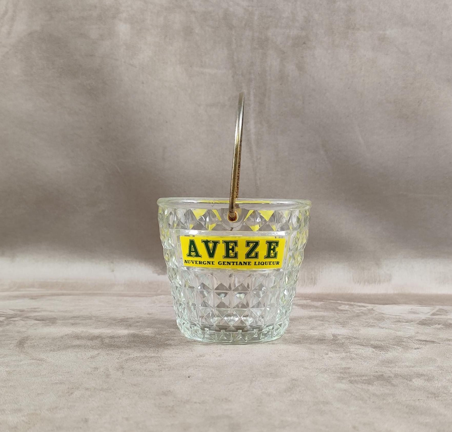 Seau à glaçons en verre Liqueur Aveze Made in France Vintage 1970