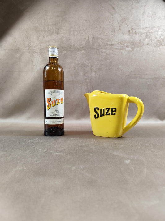 Cruche Suze en céramique jaune Made in France Vintage 1950