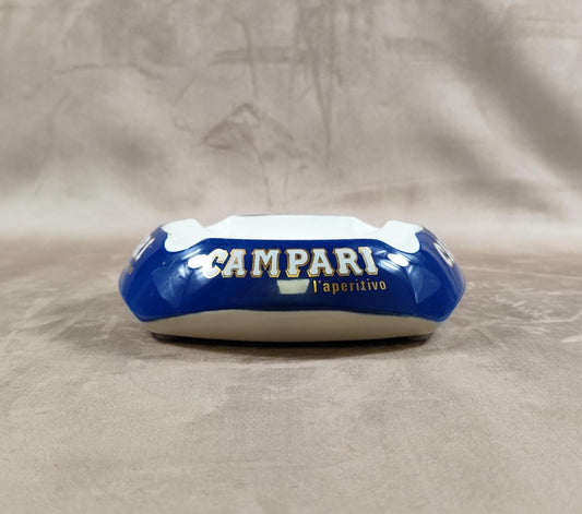 Cendrier Publicitaire XXL Campari en faience par Moulin des Loups Made in France Vintage 1970