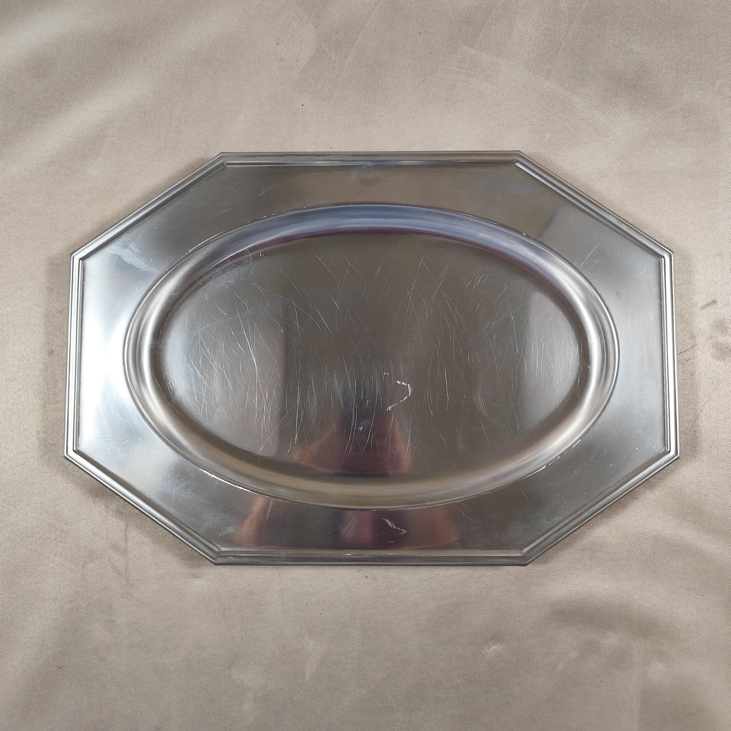 Plateau de service en acier inoxydable Jean Couzon Made in France Vintage 1970