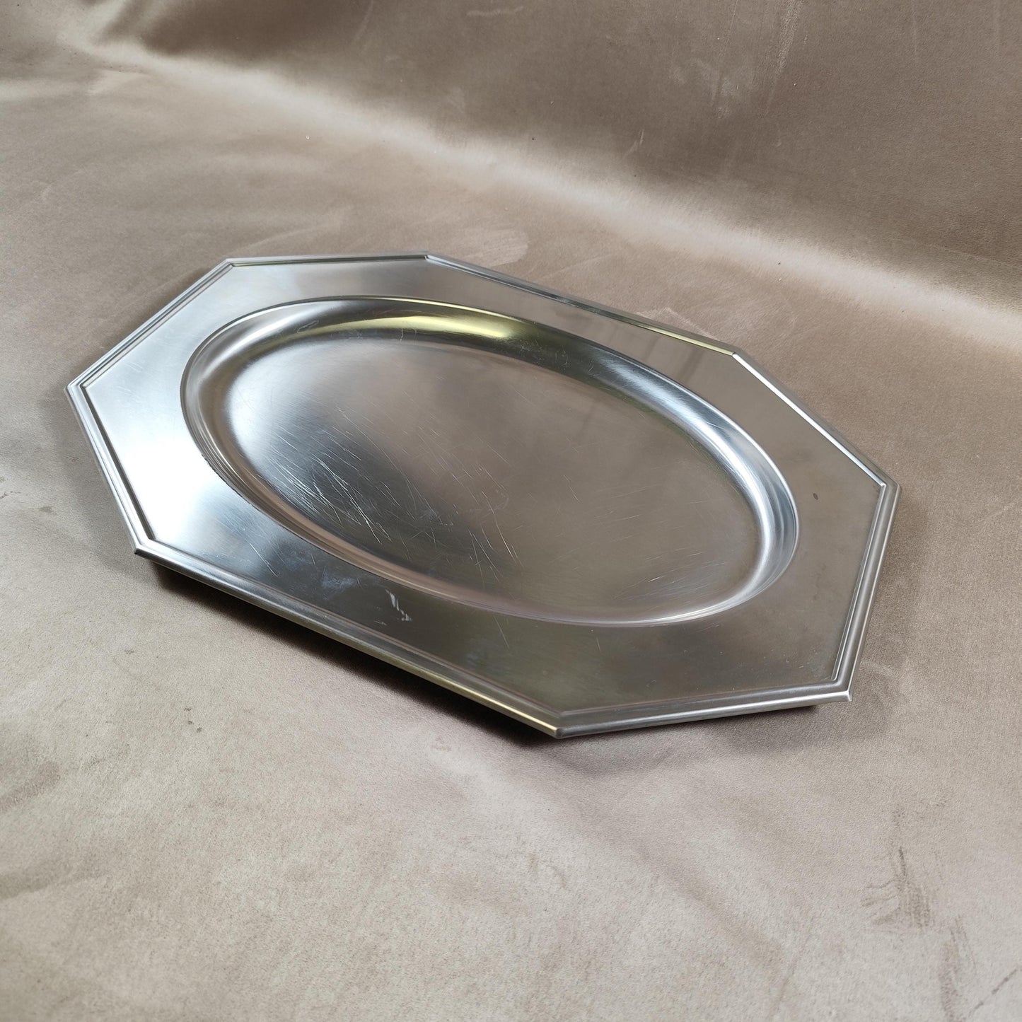 Plateau de service en acier inoxydable Jean Couzon Made in France Vintage 1970