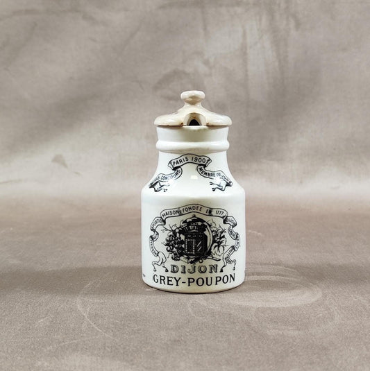RARE Moutardier ancien en grès Moutarde Grey-Poupon à Dijon Creil et Montereau Made in France 1900