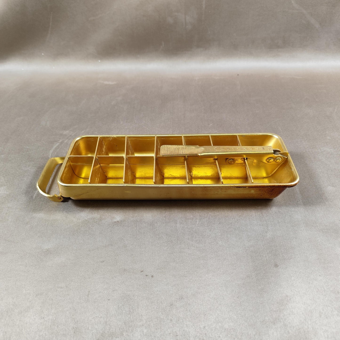 Bac à glaçons QUICKUBE en alu doré Made in France Vintage 1970