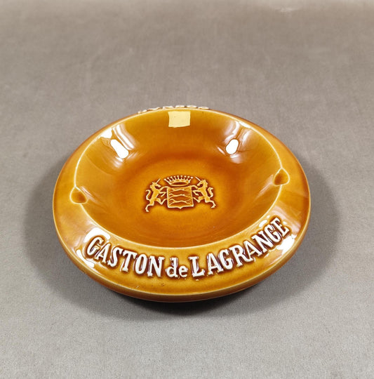 Cendrier Publicitaire Cognac Gaston de Lagrange en Faïence d'Art par Proceram Made in France Vintage 1970