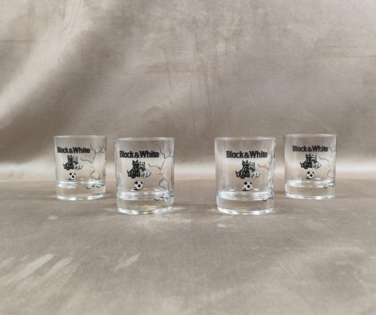 Lot de 4 verres Black & White Whisky en verre Made in France Vintage 1990