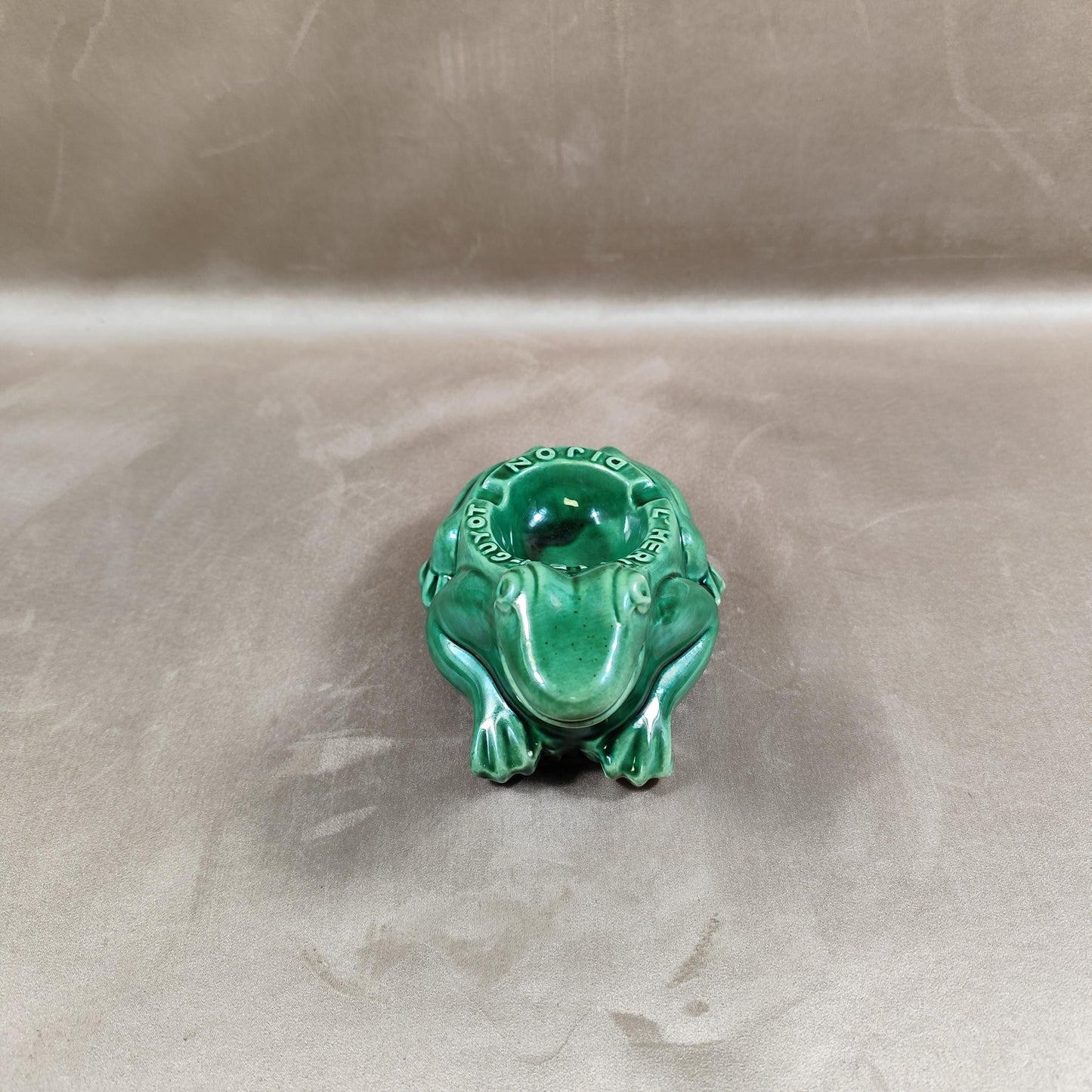 RARE Cendrier L'Heritier Guyot en forme de grenouille en céramique verte Made in France Vintage 1970