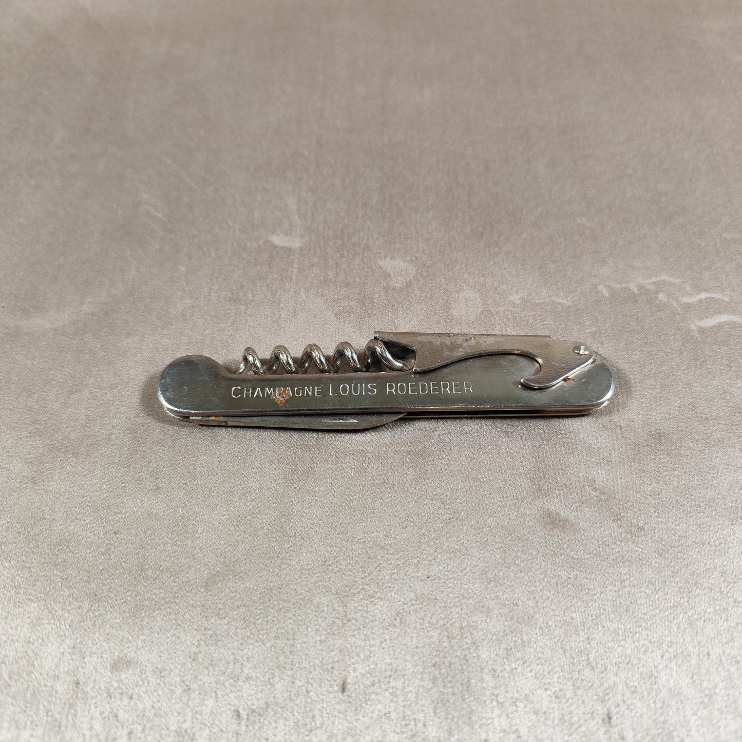 Décapsuleur, Tire-bouchon Champagne Louis Roederer en acier Made in France Vintage 1970