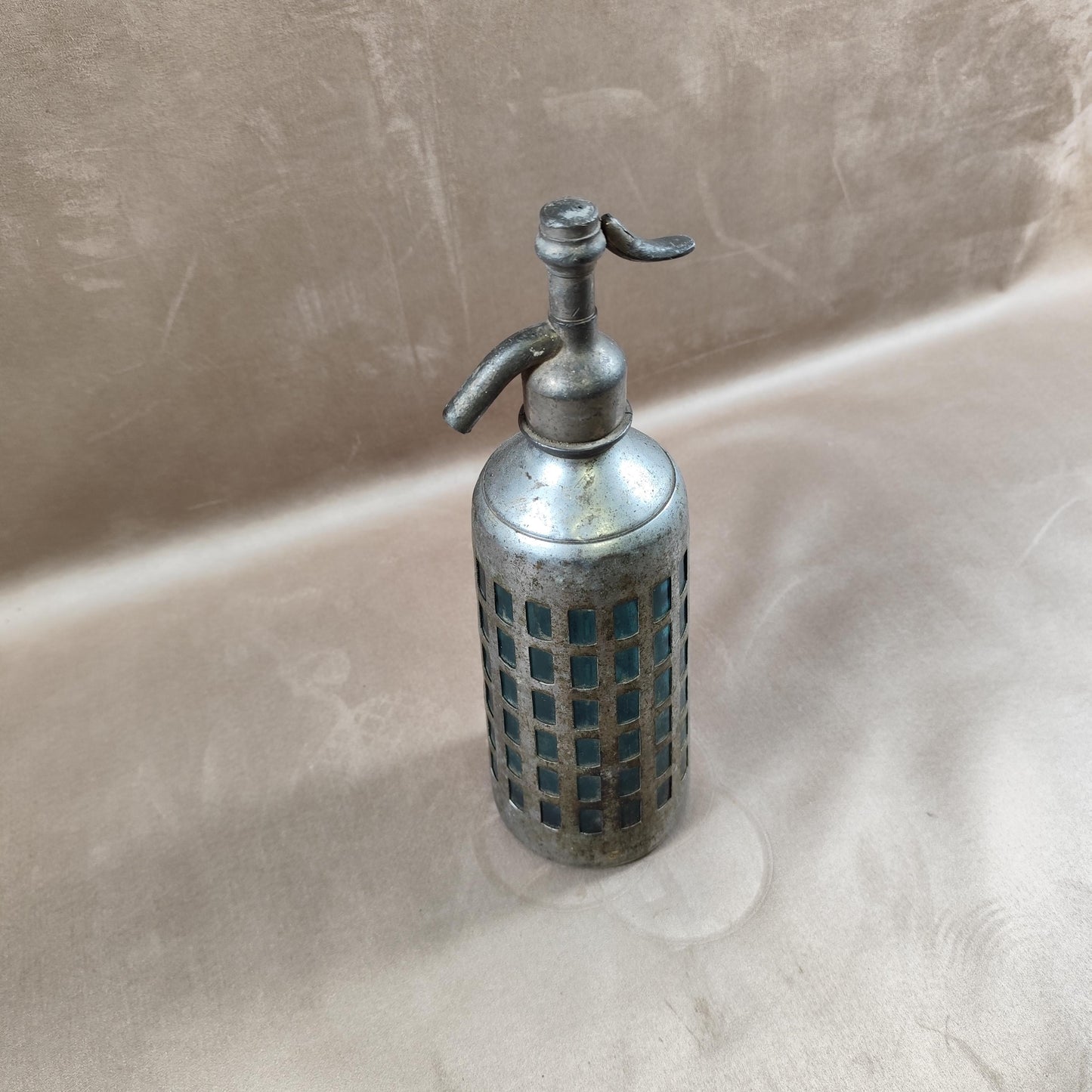 RARE Siphon à eau de seltz en verre et etain sans plomb Made in France vintage 1920