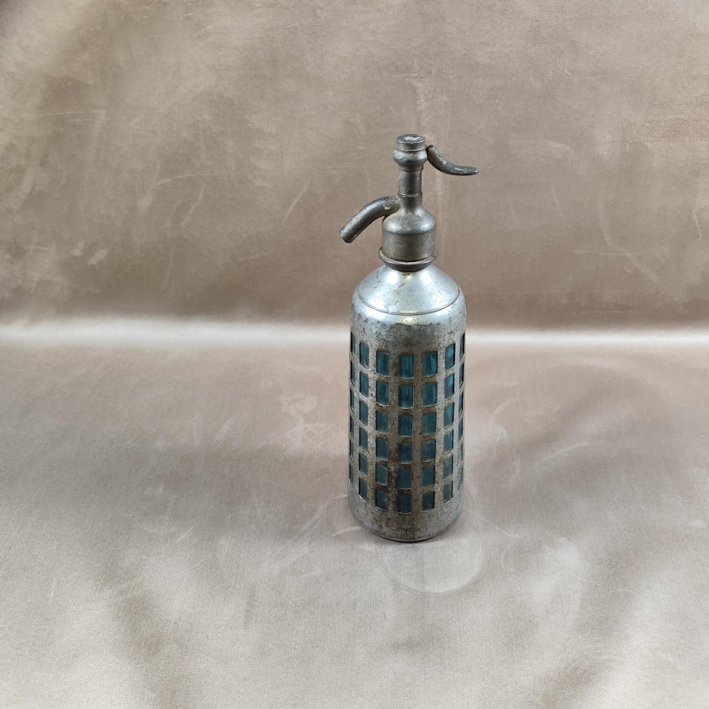 RARE Siphon à eau de seltz en verre et etain sans plomb Made in France vintage 1920