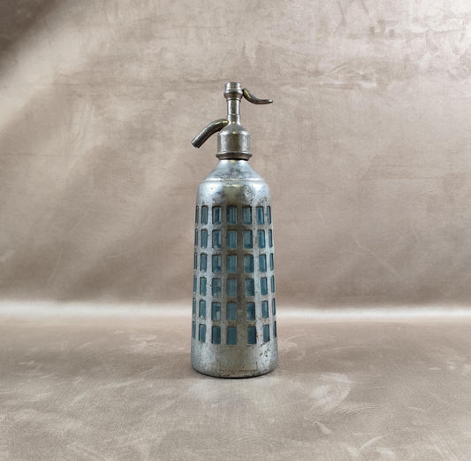 RARE Siphon à eau de seltz en verre et etain sans plomb Made in France vintage  1920