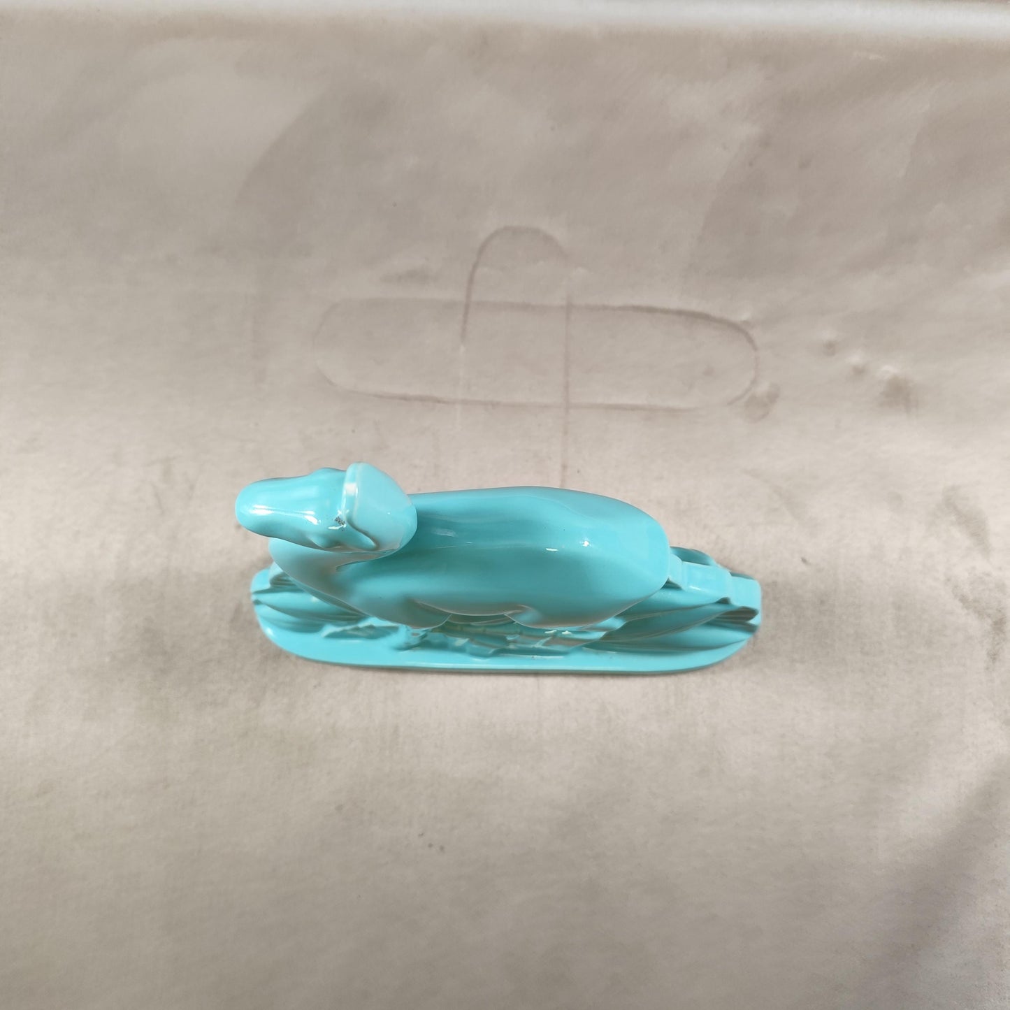 Cerf Art Déco signé St Clément en faïence émaillée bleu numéroté 587-2 Made in France Vintage 1930