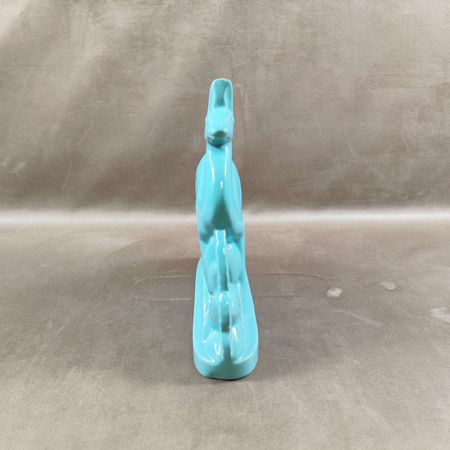 Cerf Art Déco signé St Clément en faïence émaillée bleu numéroté 587-2 Made in France Vintage 1930