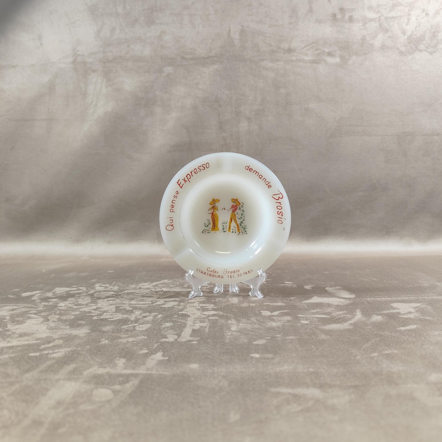 Cendrier Publicitaire Café Brosio en verre Made in France Vintage 1970