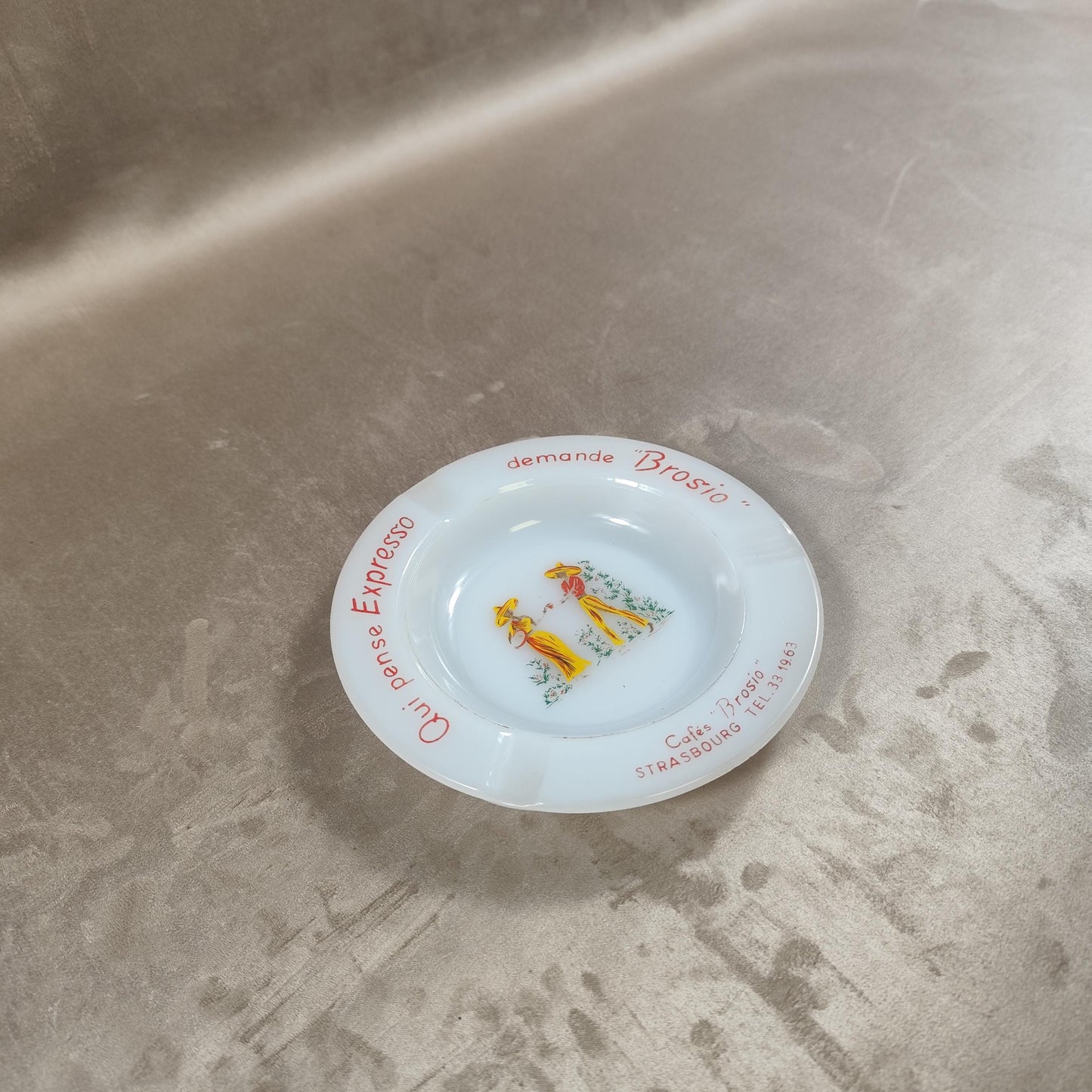 Cendrier Publicitaire Café Brosio en verre Made in France Vintage 1970