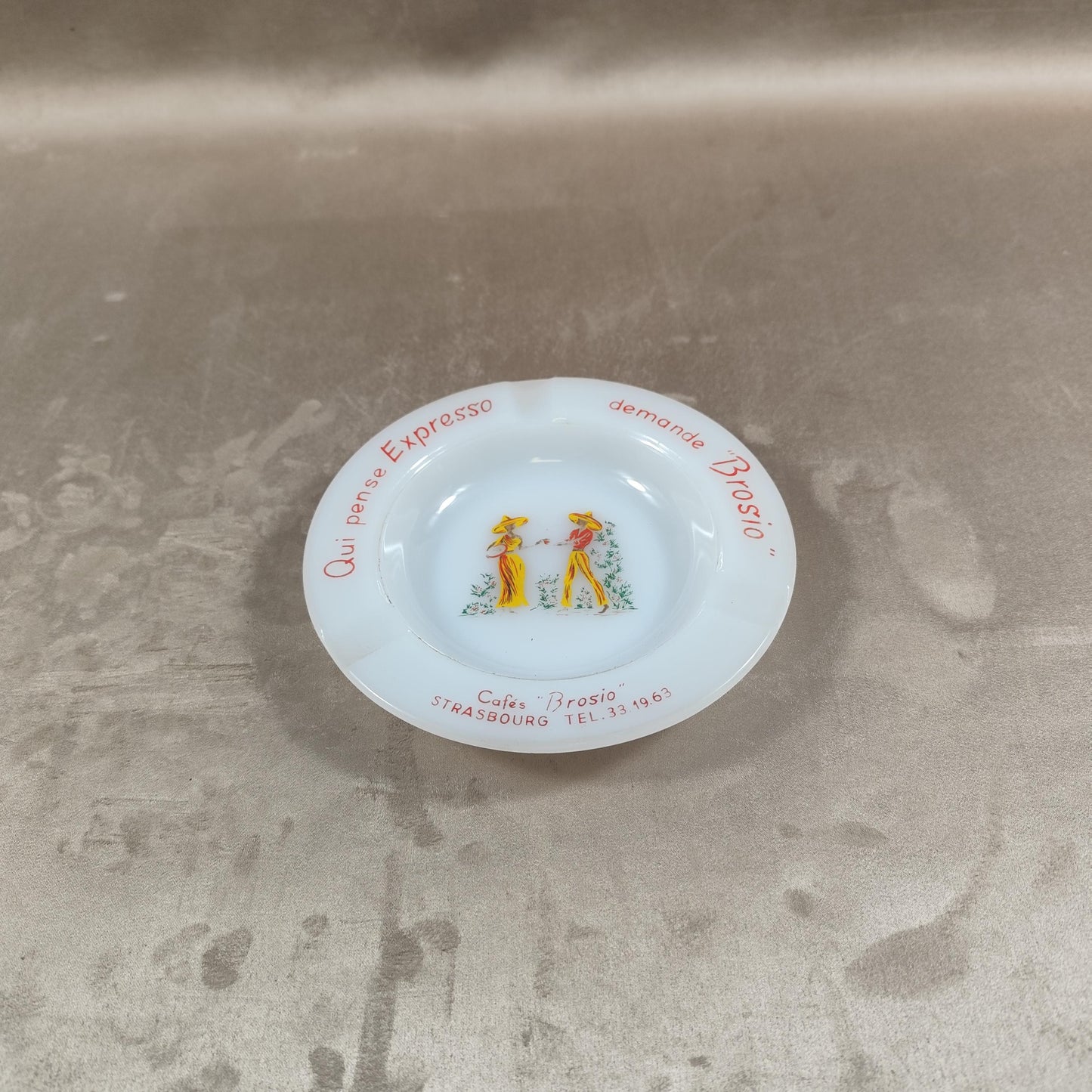 Cendrier Publicitaire Café Brosio en verre Made in France Vintage 1970