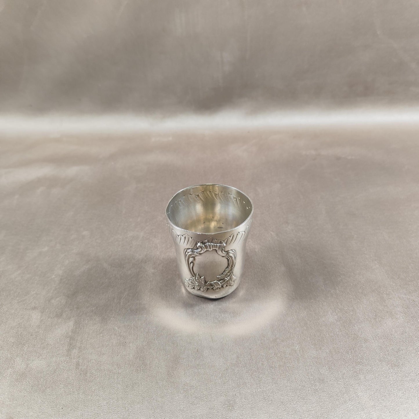 Timbale de baptême en métal argenté Poinçon d'orfèvre Boulenger Made in France Vintage 1950