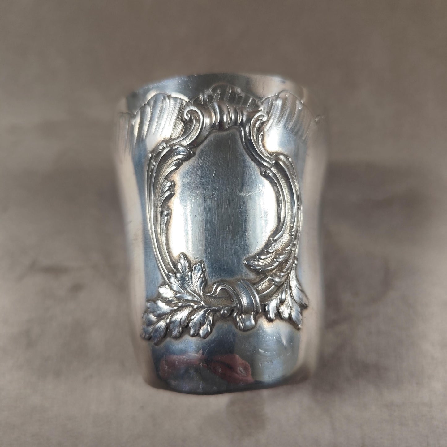 Timbale de baptême en métal argenté Poinçon d'orfèvre Boulenger Made in France Vintage 1950