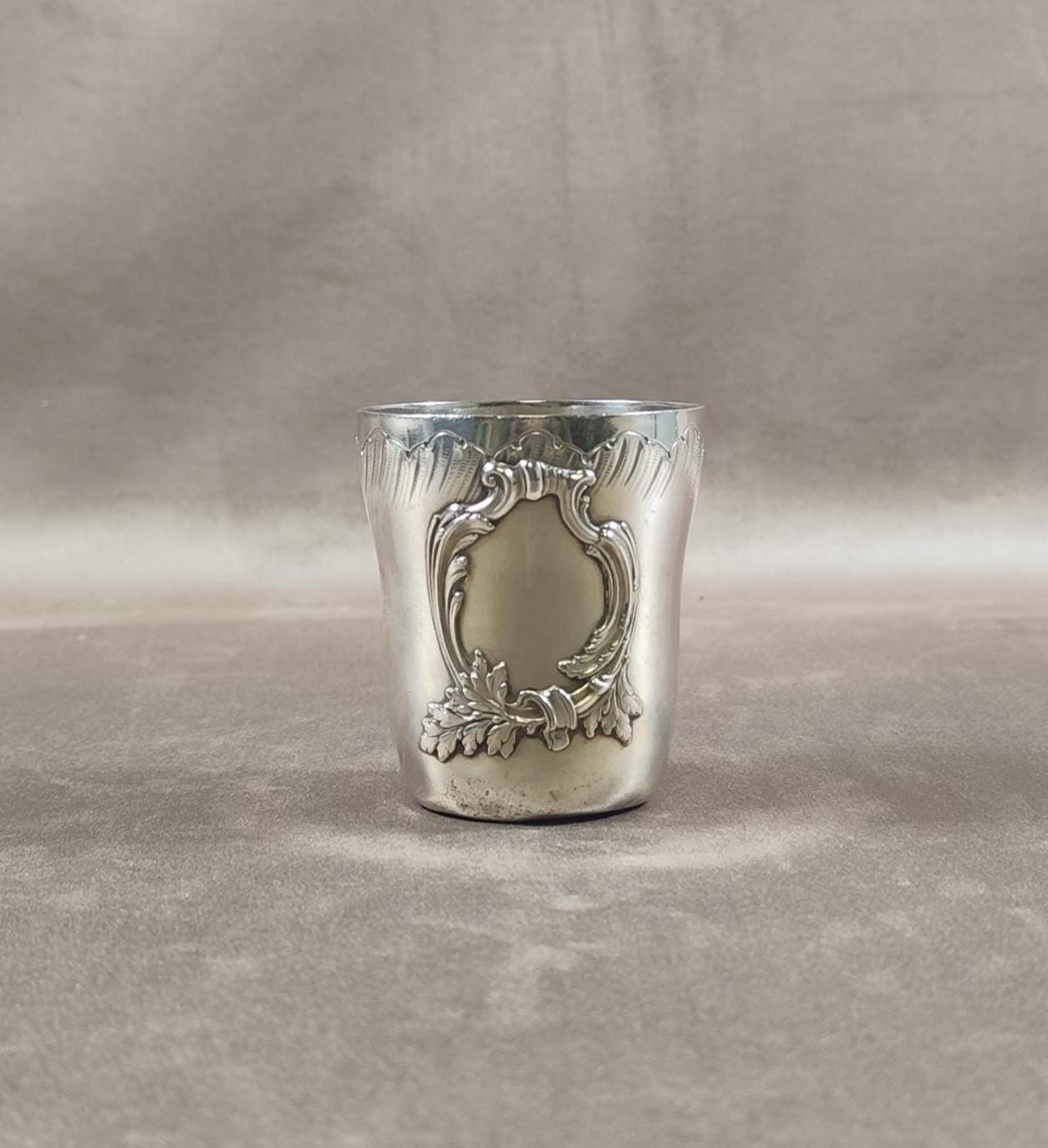 Timbale de baptême en métal argenté Poinçon d'orfèvre Boulenger Made in France Vintage 1950