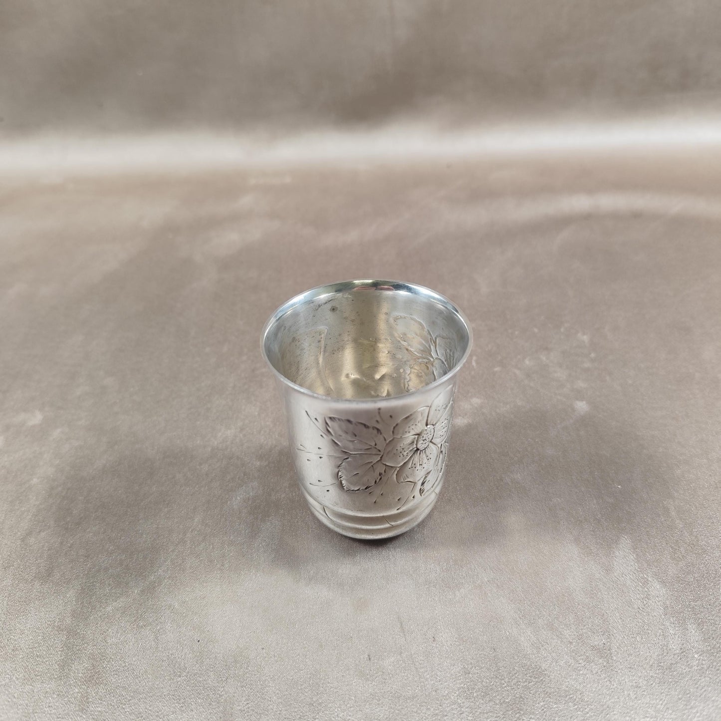 Timbale de baptême en métal argenté Poinçon d'orfèvre Fagneau Made in France Vintage 1950