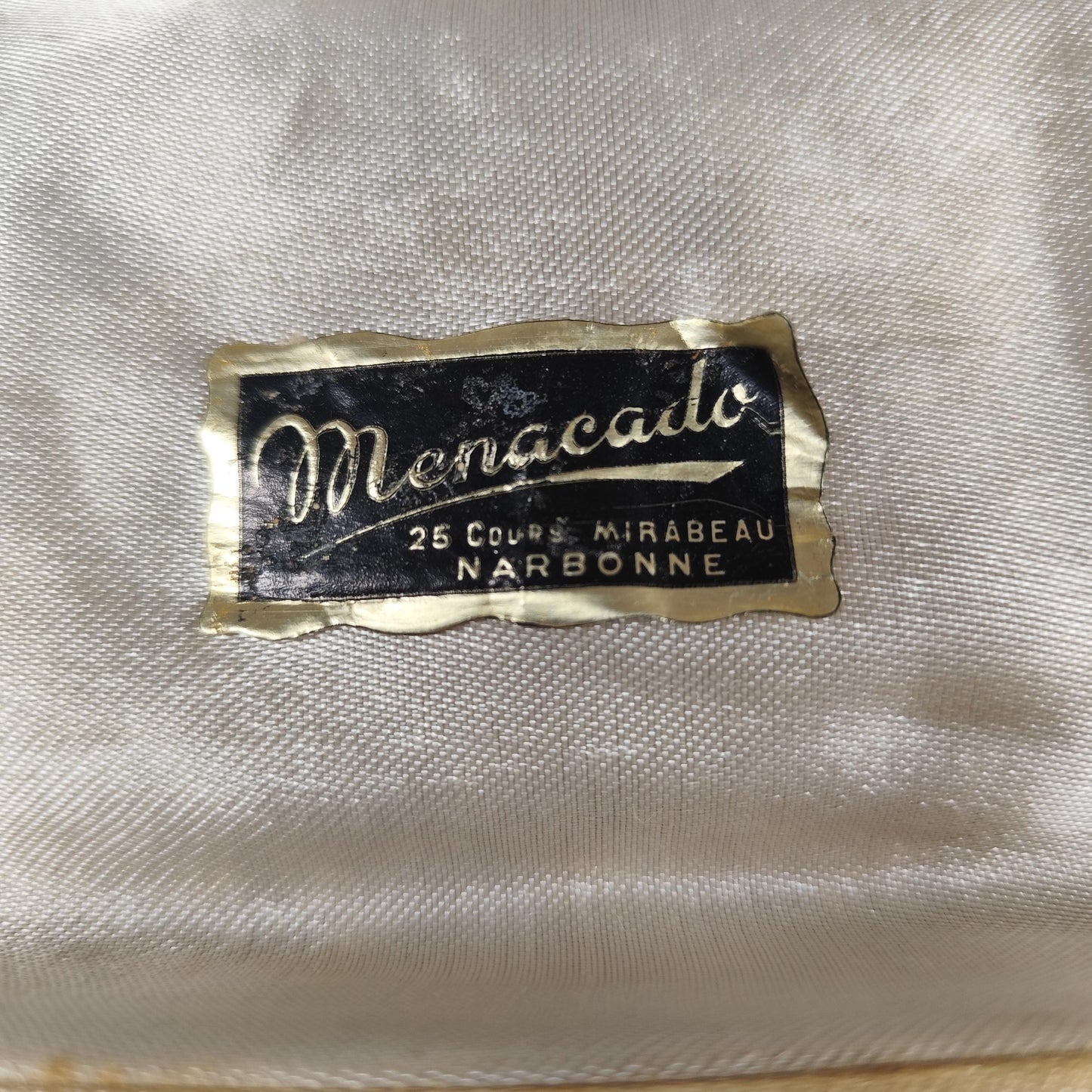 Lot de 2 ronds de serviettes en métal argenté Monsieur Madame par Menacado Made in France Vintage 1900