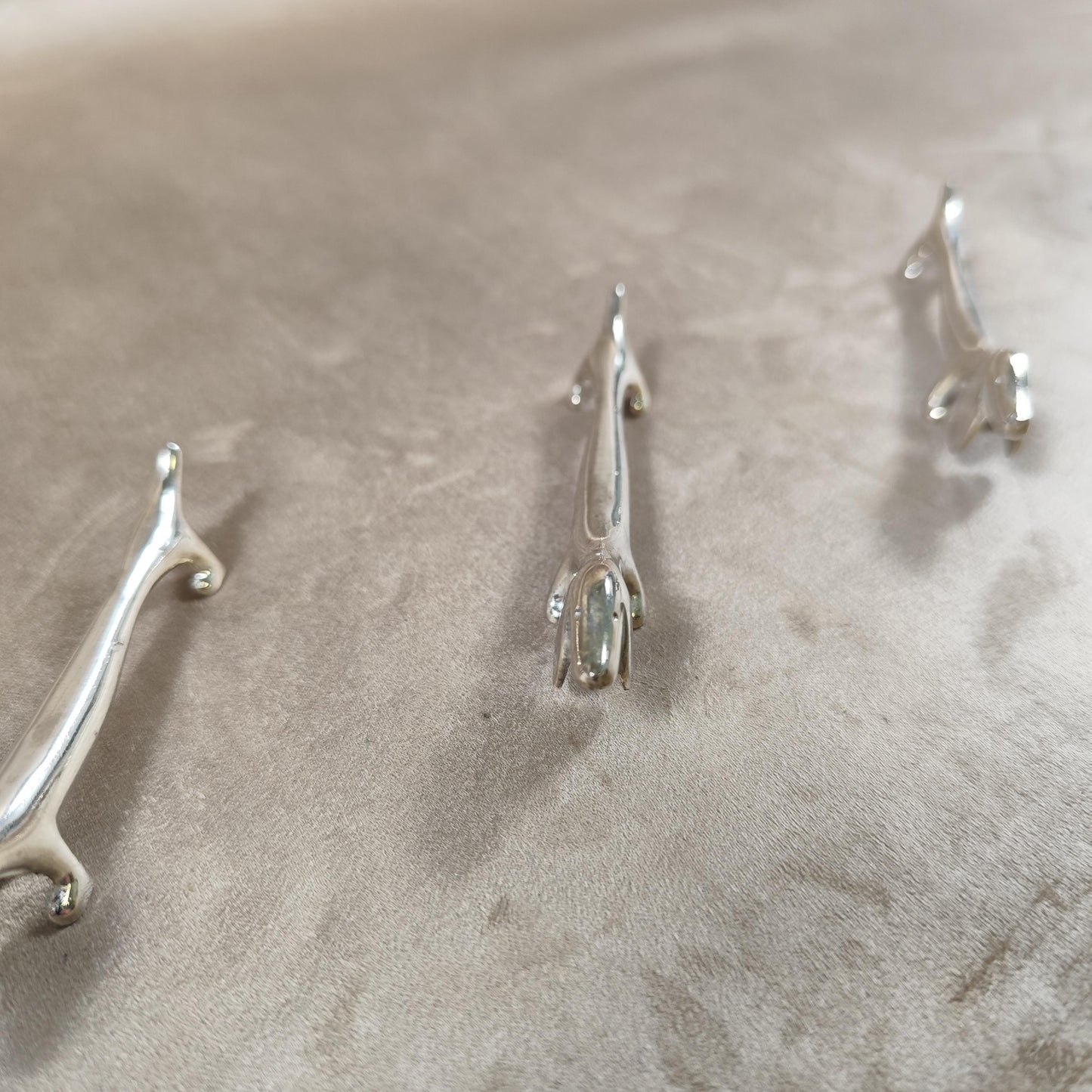 Lot de 6 porte-couteaux en Métal Argenté en forme de Chien Made in France Vintage 1980