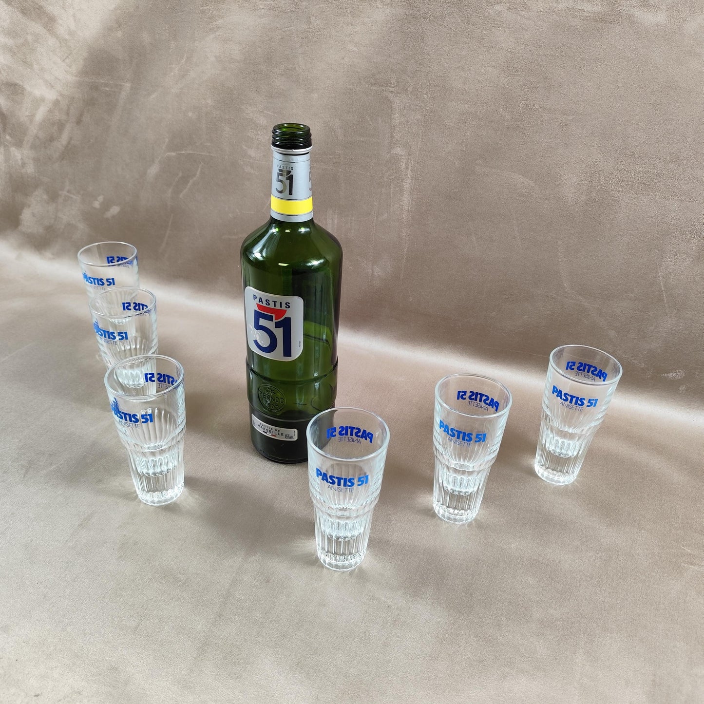 Lot de 6 verres Pastis 51 Anisette Made in France Vintage 1970