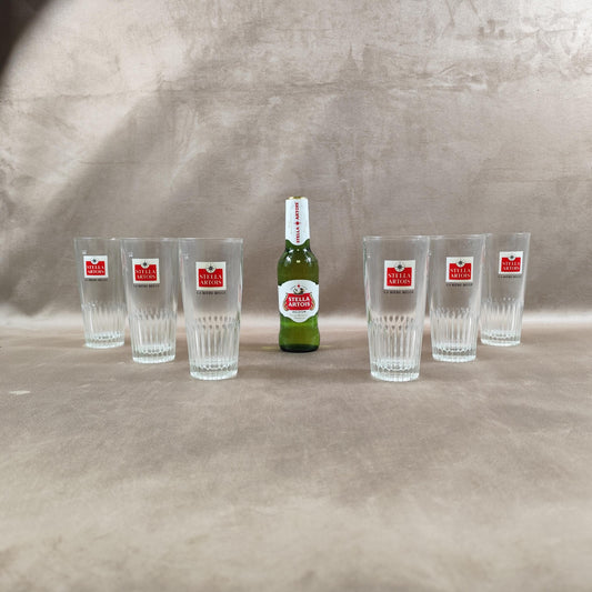 Lot de 6 verres à bière Stella Artois en verre Made in France Vintage 1980