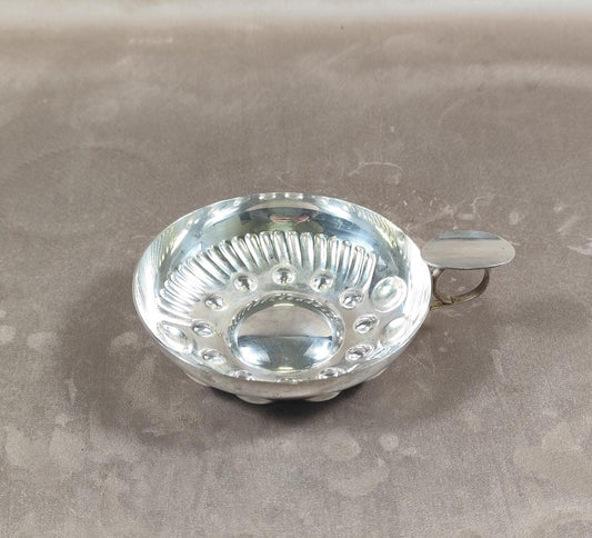 Tastevin en métal argenté avec Poinçon d'Orfèvre Made in France Vintage 1950