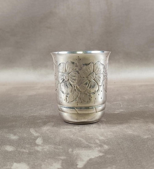 Timbale de baptême en métal argenté Poinçon d'orfèvre Fagneau Made in France Vintage 1950