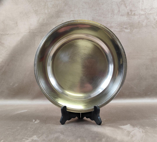 Plat rond Christofle en métal argenté ligne Malmaison avec poinçon d'orfèvre Made in France Vintage 1900